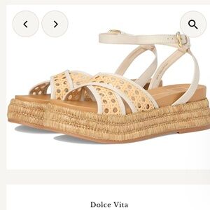 Dolce Vita Wriley Beige and Natural Woven Platform Sandals size 8